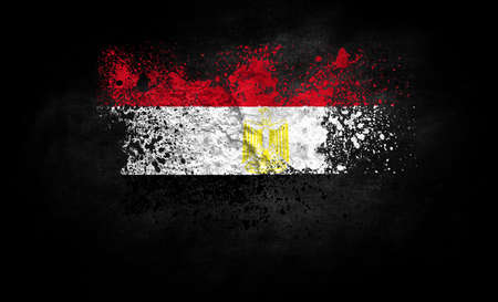 brush painted flag of egypt isolated on black backgroundの写真素材