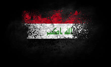 brush painted flag of iraq isolated on black background