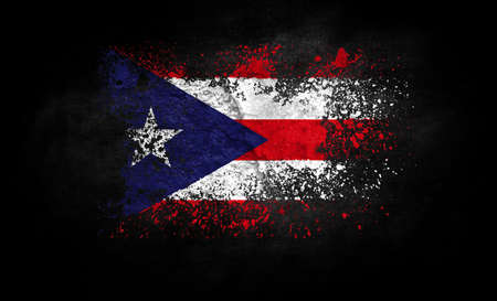 brush painted flag of Puerto Rico isolated on black background