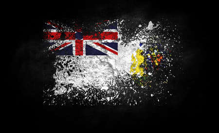 brush painted flag of British Antarctic Territory isolated on black backgroundの写真素材