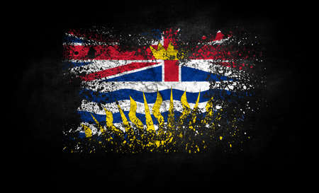 brush painted flag of British Columbia isolated on black backgroundの写真素材