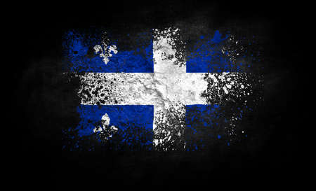 brush painted flag of Quebec isolated on black backgroundの写真素材