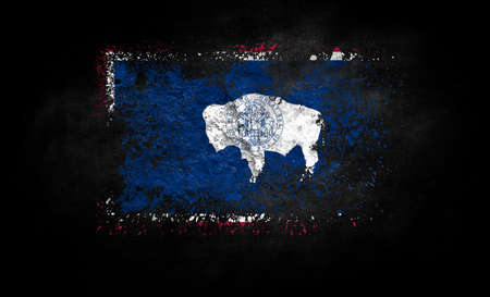 brush painted flag of State of Wyoming isolated on black backgroundの写真素材