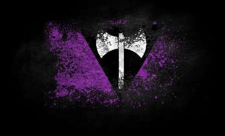 brush painted flag of lesbian feminist isolated on black backgroundの写真素材