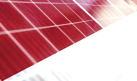 Solar panels on the background of the image of the flag of Indonesiaの写真素材