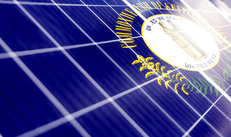 Solar panels on the background of the image of the flag of State of Kentuckyの写真素材