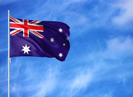 National flag of Australia on a flagpole