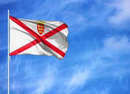 National flag of Jersey on a flagpole