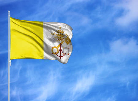 National flag of Vatican city Holy see on a flagpoleの写真素材
