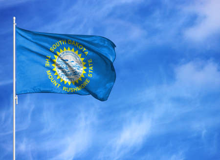 National flag of State of South Dakota on a flagpoleの写真素材