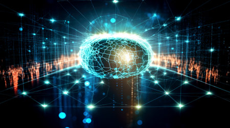 network security system. Personal Data information on Tablet.Information and cyber security Technology Services. Internet Technology, make with Generative AIの素材