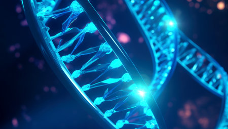 Human cell biology DNA strands molecular structure illustration, made with AI gererationの素材