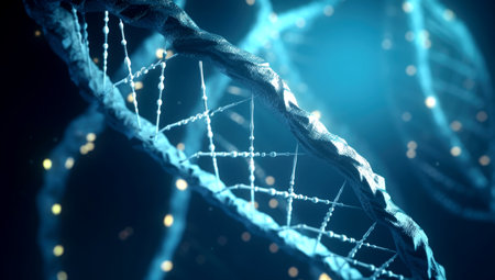 Human cell biology DNA strands molecular structure illustration, made with AI gererationの素材