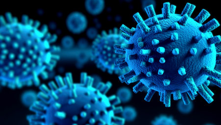 Coronavirus illustration. New deadly disease-causing viruses such as COVID-19 or SARS, 3d rendering, made with AI gererationの素材