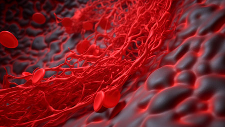 3d rendered medically accurate illustration of human blood cells,made with AI gererationの素材