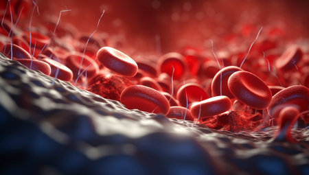 3d rendered medically accurate illustration of human blood cells,made with AI gererationの素材