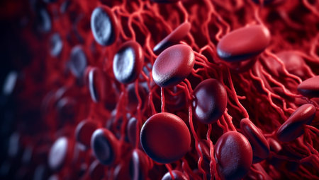 3d rendered medically accurate illustration of human blood cells,made with AI gererationの素材