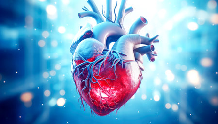 3d rendered medically accurate illustration of a heart with 3 bypasses. Made with AI generationの素材