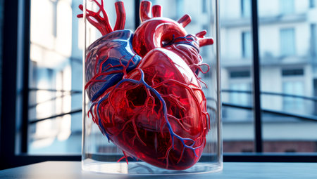 3d rendered medically accurate illustration of a heart with 3 bypasses. Made with AI generationの素材