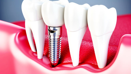 Close up Implan model tooth support fix bridge implan and crown. Made with AI generationの素材