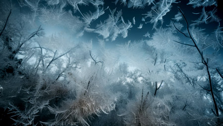 Natural ice texture of frozen Baikal Lake in cold February day. Blue ice surface with pattern of white cracks. . Made with AI generationの素材