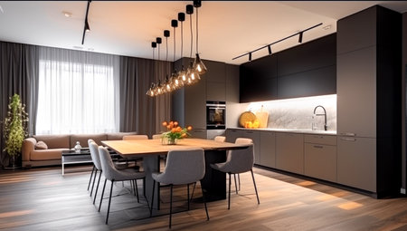 Rent of modern housing sale of new apartment, modern renovation. made with AI generationの素材