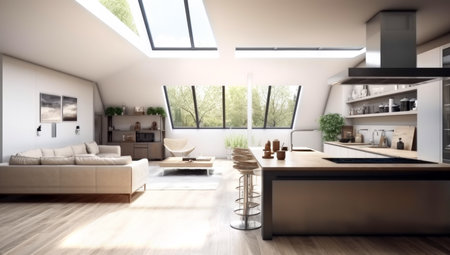 Rent of modern housing sale of new apartment, modern renovation. made with AI generationの素材