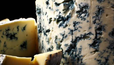 blue cheese on a wooden board. AI Generatedの素材