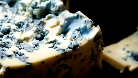 blue cheese on a wooden board. AI Generatedの素材
