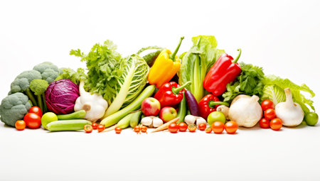 a fresh group of vegetables on a white background. AI Generatedの素材