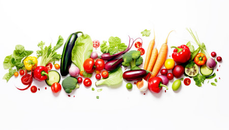 a fresh group of vegetables on a white background. AI Generatedの素材