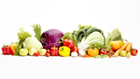 a fresh group of vegetables on a white background. AI Generatedの素材