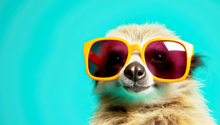 funny animal in bright big sunglasses. Generated with AIの素材