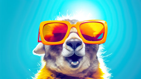 funny animal in bright big sunglasses. Generated with AIの素材