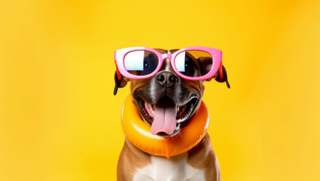 cute dog with glasses in the studio Generated with AIの素材