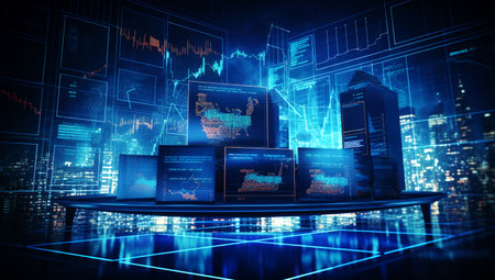 Future of finance with innovative trading. Trade, technology, investment and analysis concept. Generated with AIの素材