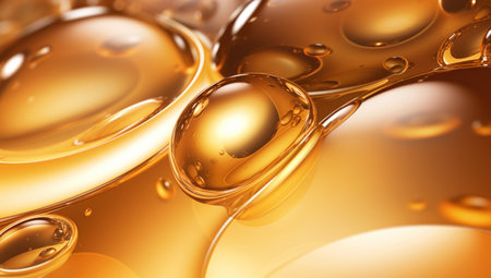 serum bubble gold background for cosmetics product. Generated with AIの素材
