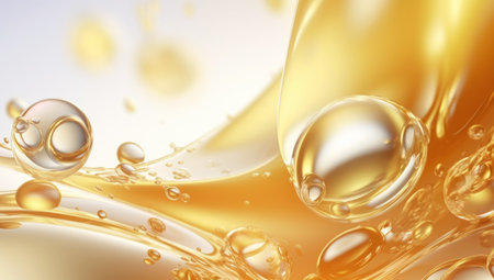 serum bubble gold background for cosmetics product. Generated with AIの素材