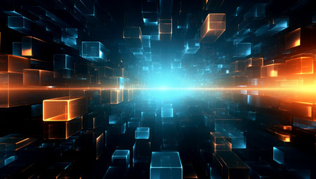 Abstract digital background. Big data visualization. Network connection structure. Science background. Generated with AIの素材