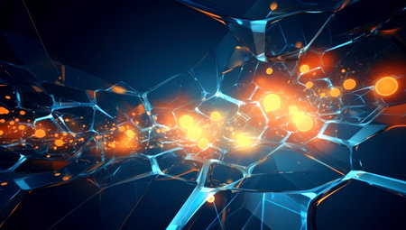 Abstract digital background. Big data visualization. Network connection structure. Science background. Generated with AIの素材