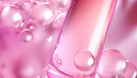 serum bubble pink background for cosmetics product. Generated with AIの素材