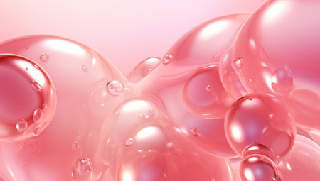 serum bubble pink background for cosmetics product. Generated with AIの素材