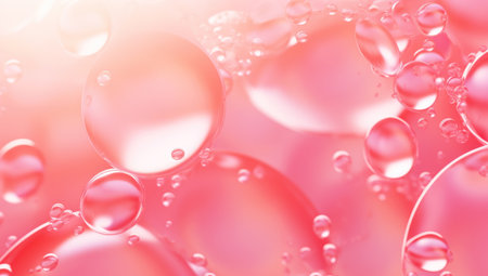 serum bubble pink background for cosmetics product. Generated with AIの素材