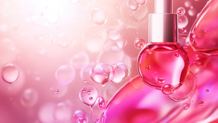 serum bubble pink background for cosmetics product. Generated with AIの素材