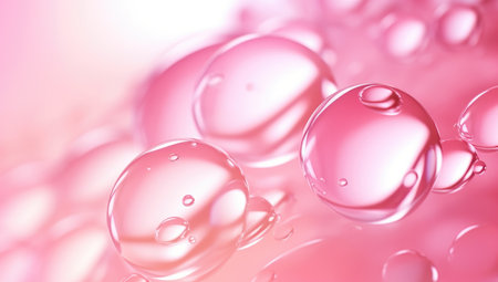 serum bubble pink background for cosmetics product. Generated with AIの素材