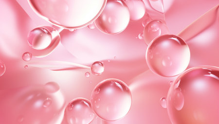 serum bubble pink background for cosmetics product. Generated with AIの素材