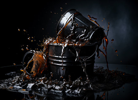 Close-up of a bucket of crude oil. AI generatedの素材