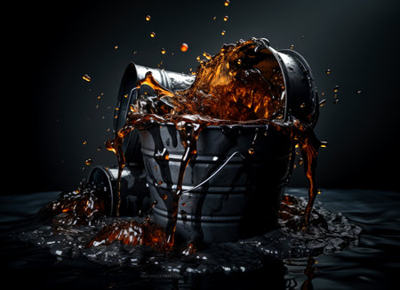 Close-up of a bucket of crude oil. AI generatedの素材