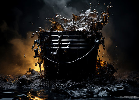 Close-up of a bucket of crude oil. AI generatedの素材