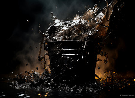 Close-up of a bucket of crude oil. AI generatedの素材
